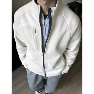 美式摇粒绒立领卫衣男款秋冬加绒加厚拉链夹克防风保暖内胆抓绒衣