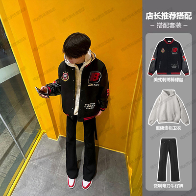 美式刺绣夹克男2025年秋季青少年