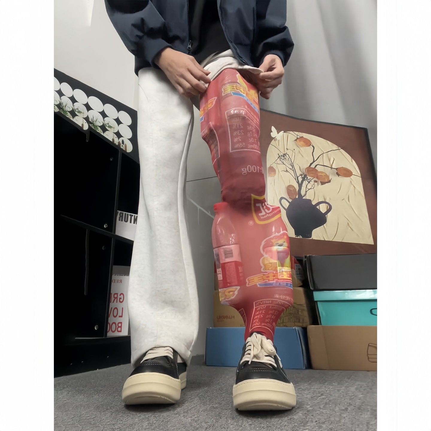 浅灰色美式斜切微喇卫裤男款秋冬加绒加厚弯刀裤子直筒显瘦休闲裤,男装,卫裤,淘宝优惠券,粉丝福利购,淘宝优惠卷