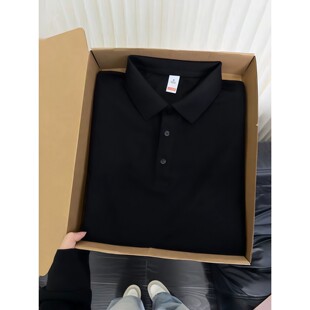 黑色长袖polo衫男商务高端翻领长袖t恤高级感成熟稳重内搭打底衫