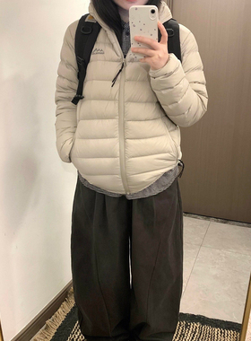 浅灰色轻薄排骨羽绒棉服男女韩系中性风穿搭冬季防寒保暖连帽棉衣