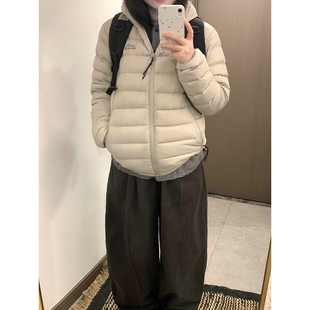 浅灰色轻薄排骨羽绒棉服男女韩系中性风穿搭冬季防寒保暖连帽棉衣