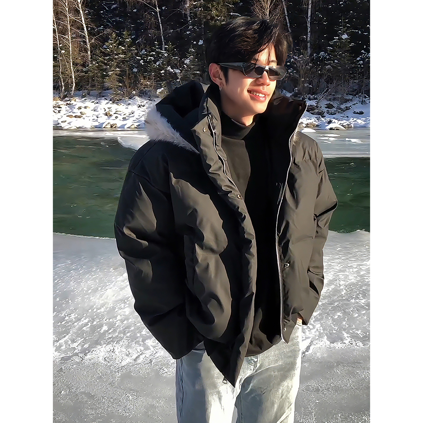 美式pu皮短款羽绒棉服男冬季加厚