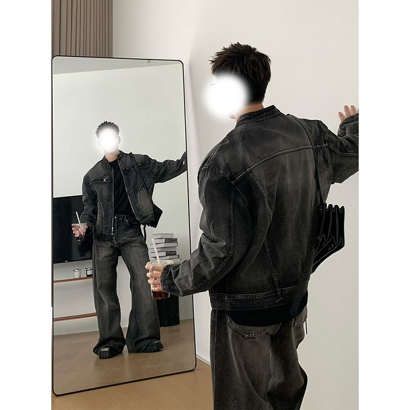 废土风正肩牛仔夹克cleanfit外套