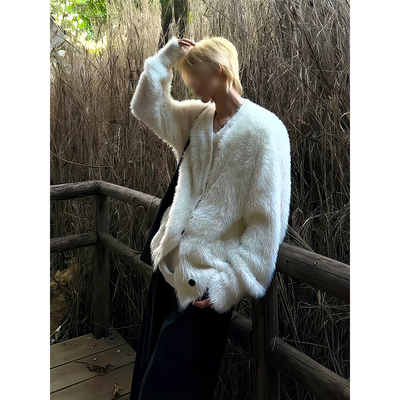 韩版高级感水貂绒毛衣男秋冬美式