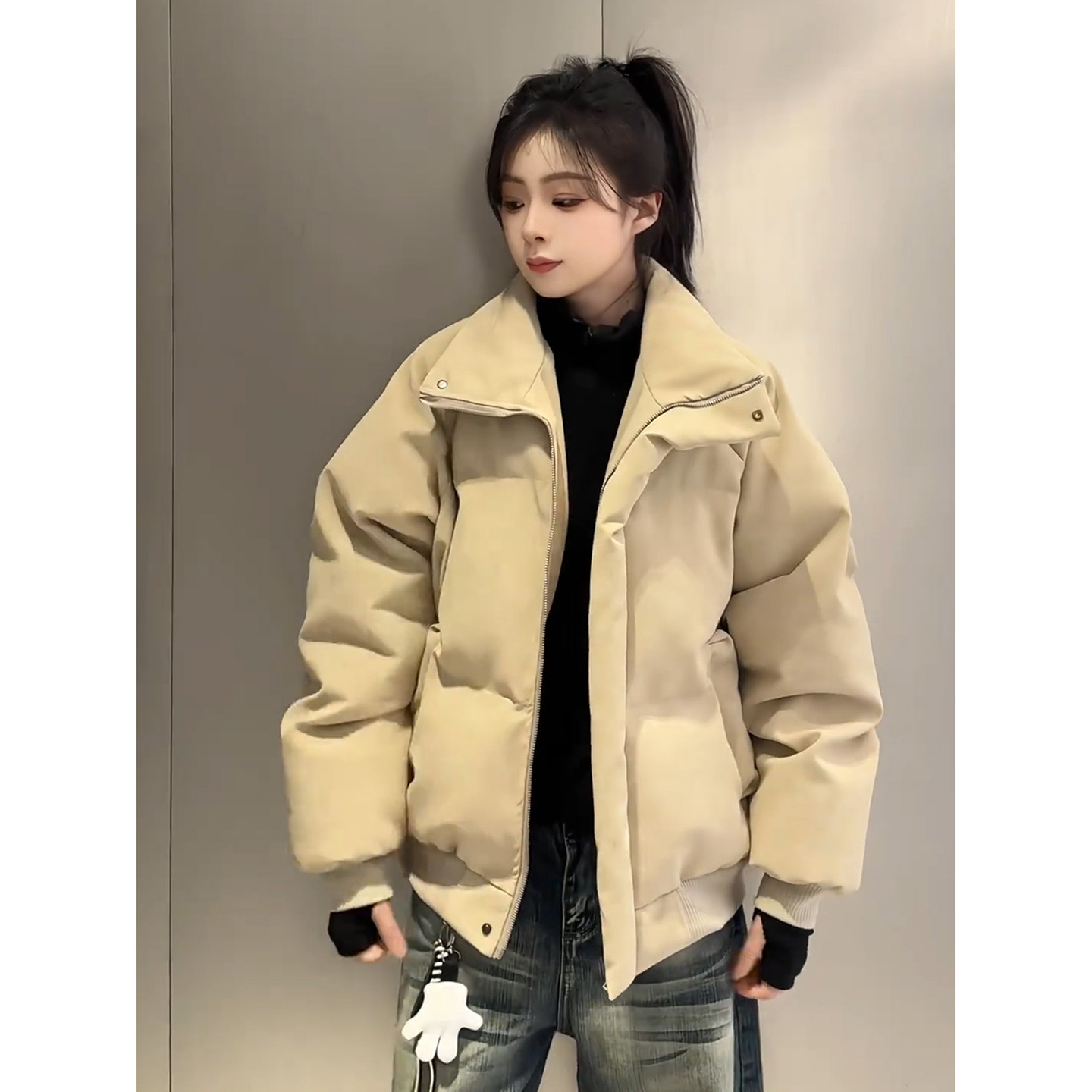 美式短款帆布皮羽绒棉服男款冬季加厚高领面包服三防保暖抗寒棉衣,男装,羽绒服,淘宝优惠券,粉丝福利购,淘宝优惠卷