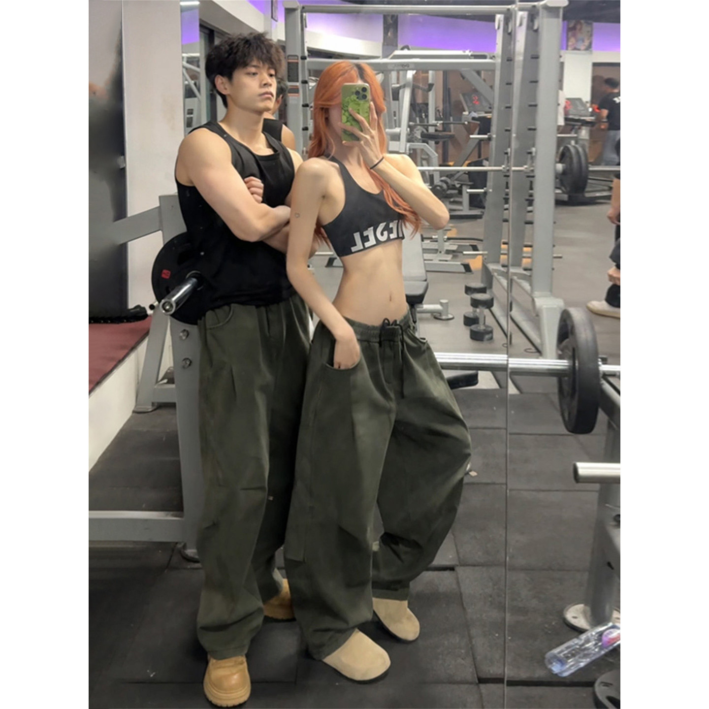 军绿色水洗纯棉弯刀裤男秋冬a字版型阔腿加绒裤子情侣工装休闲裤,男装,卫裤,淘宝优惠券,粉丝福利购,淘宝优惠卷