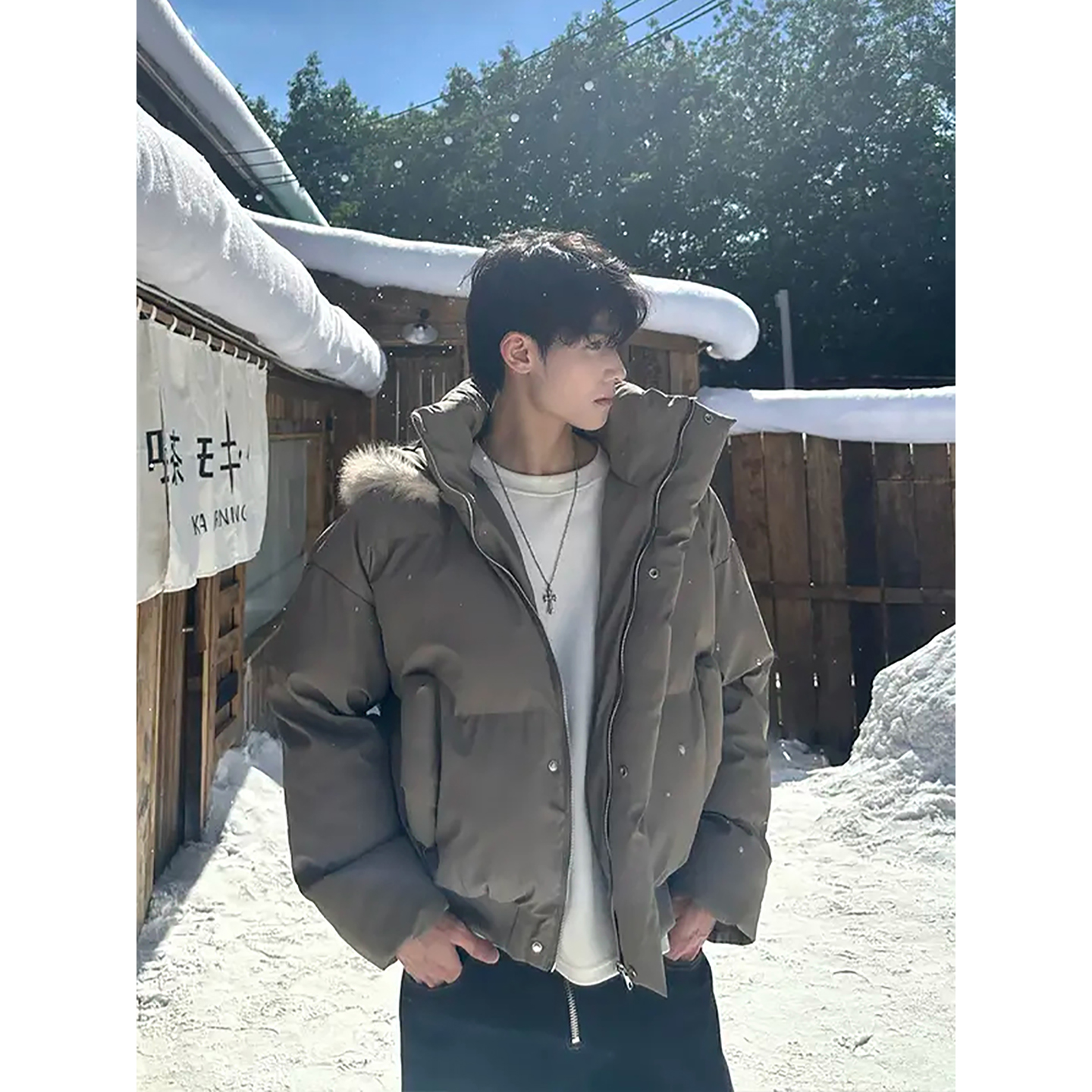 美式复古pu皮衣棉服男款冬季加厚