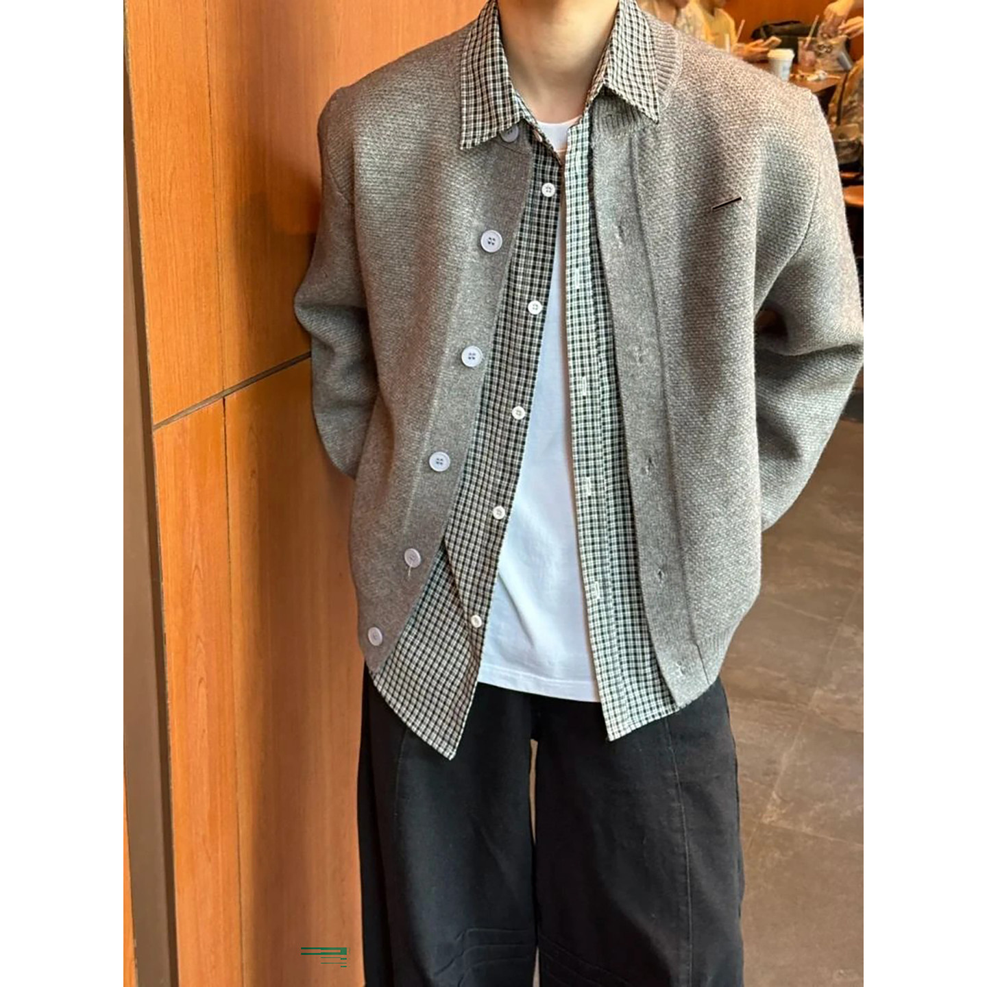 cleanfit灰色棒球领针织开衫外套男款美式复古毛衣痞帅高级感夹克,男装,针织衫/毛衣,淘宝优惠券,粉丝福利购,淘宝优惠卷