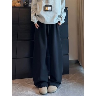 cleanfit运动休闲裤 黑色重磅弯刀卫裤 高级感垂感阔腿裤 秋季 男女款