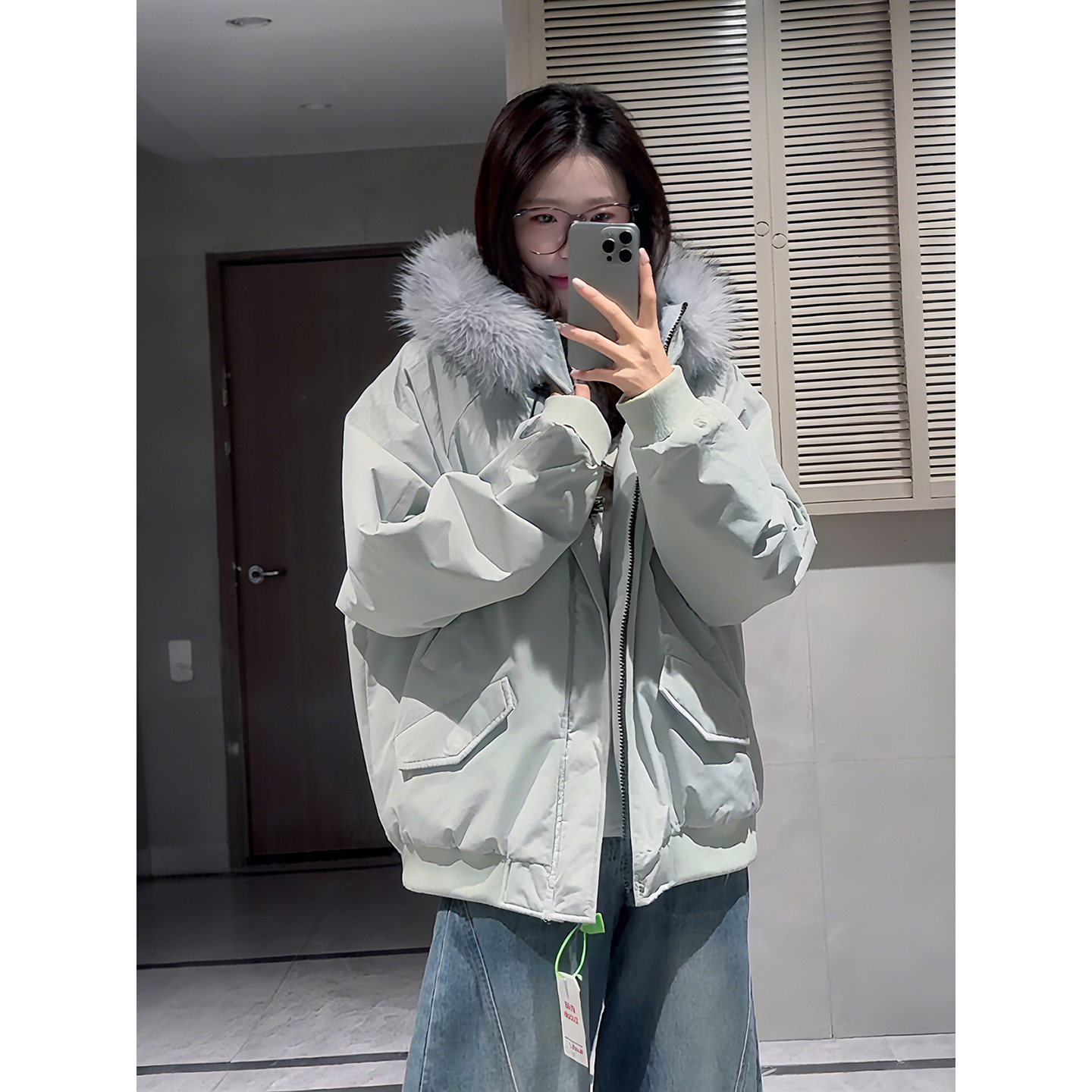 美式短款连帽羽绒棉服男女冬季大毛领工装棉衣外套加厚保暖派克服