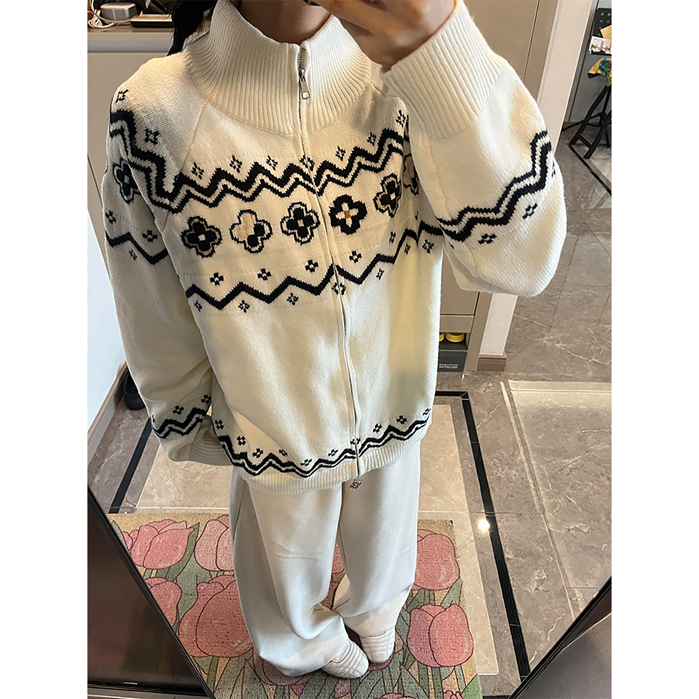 费尔岛提花开衫针织衫男款秋冬