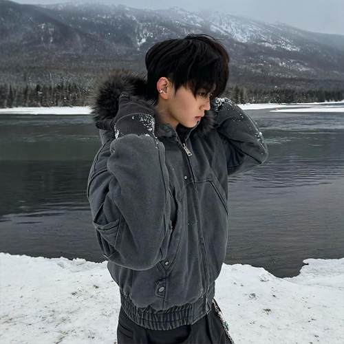 cleanfit座山雕毛茸茸棉服男款