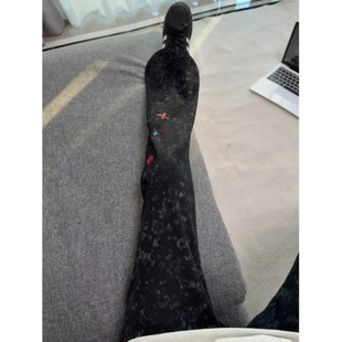 美式扎染刺绣斜切弯刀卫裤男秋冬青少年加厚绒裤子直筒休闲运动裤