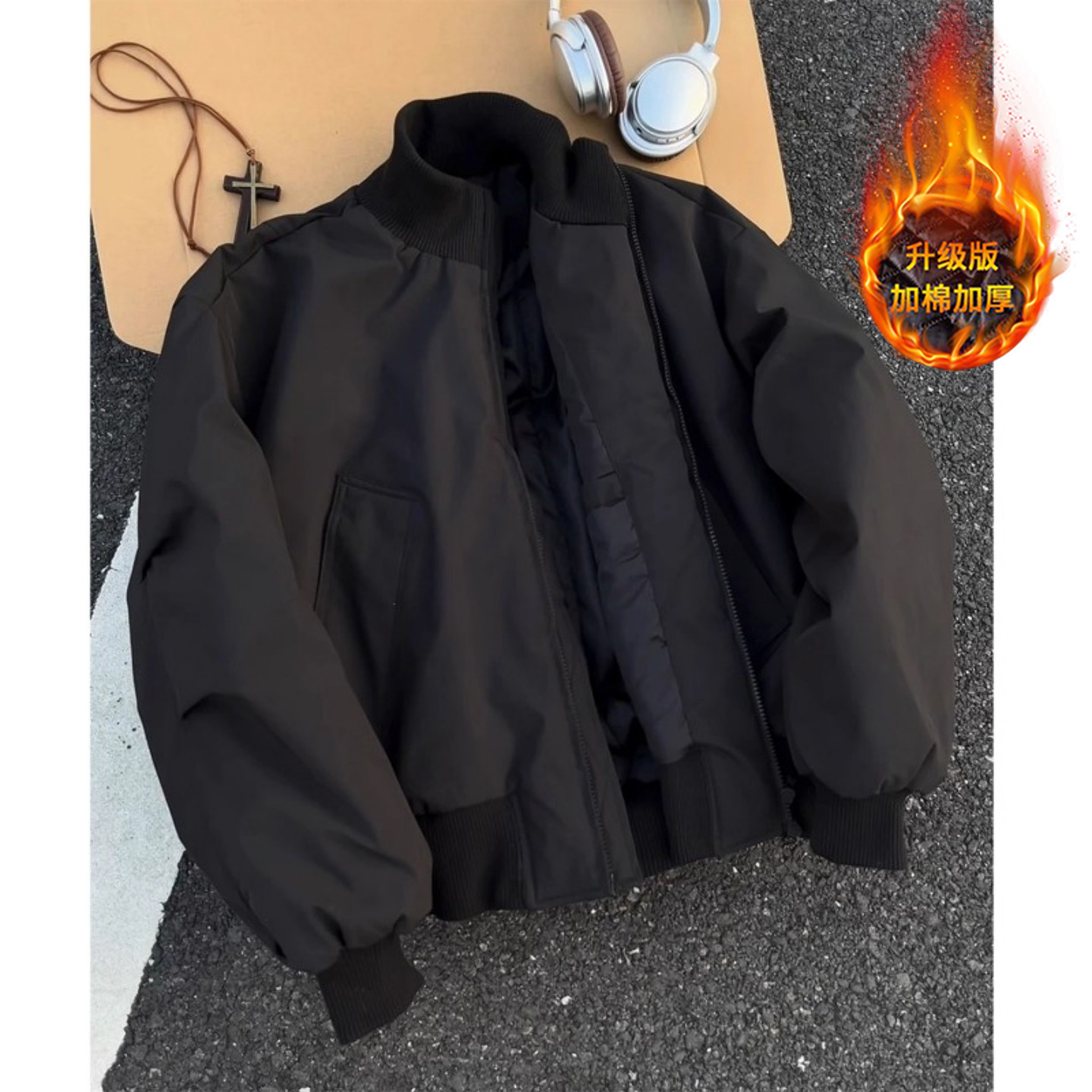 美式飞行夹克棉服男冬季棒球棉衣