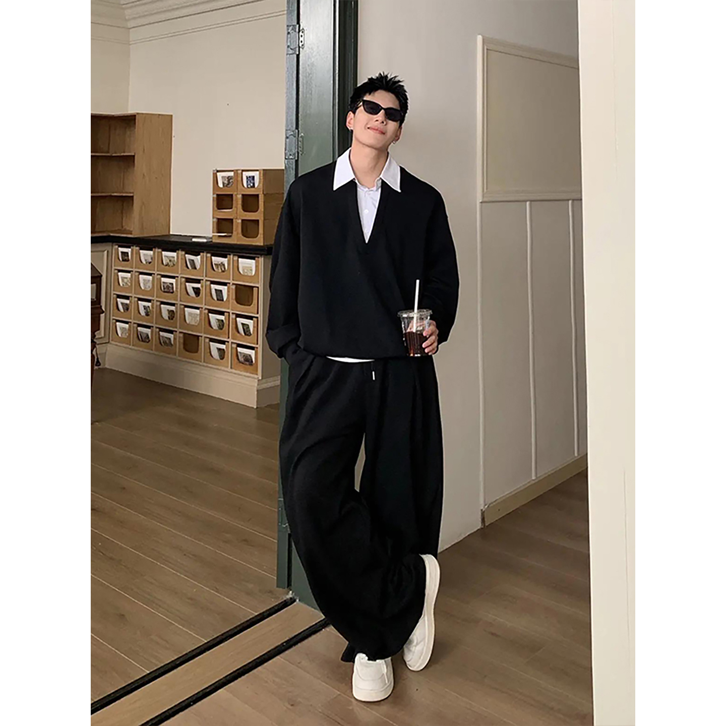 韩系早秋穿搭一整套男款美式衬衫