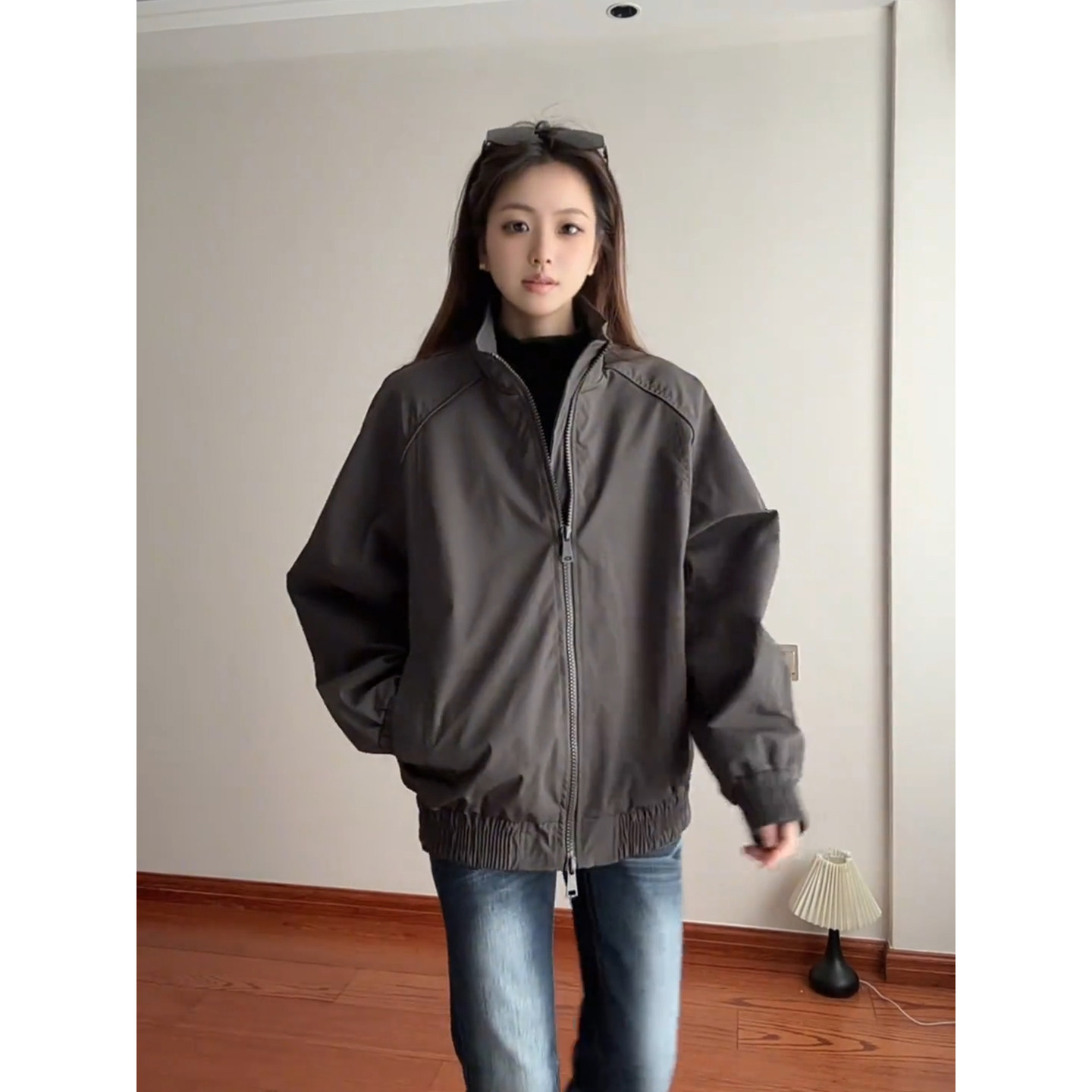 深灰色三防教练夹克男款春季美式户外软壳冲锋衣潮牌飞行员棒球服