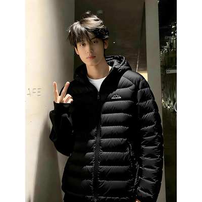 黑色轻便薄款排骨羽绒棉服男冬季