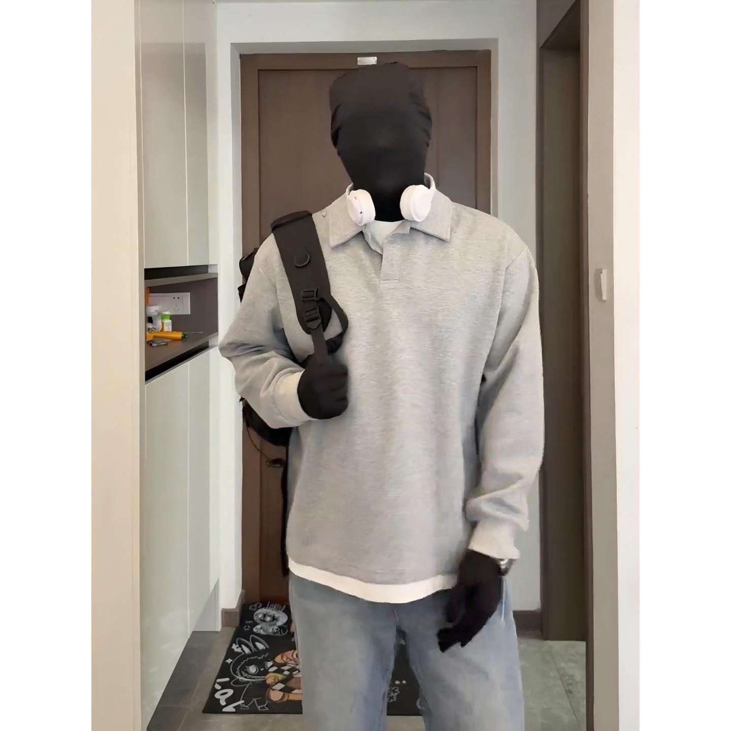 珠地棉男式美式polo衫秋季假两件