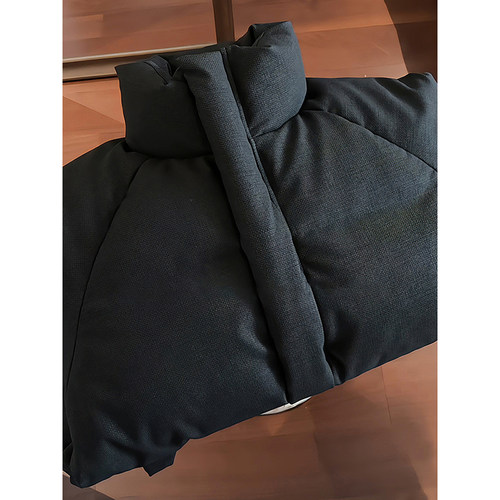 黑色帆布皮羽绒棉服男款冬季