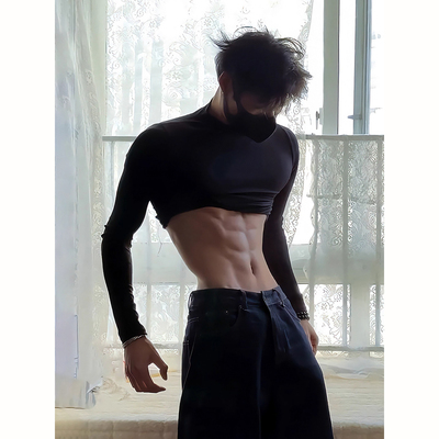 半高领修身德绒打底衫男款冬季