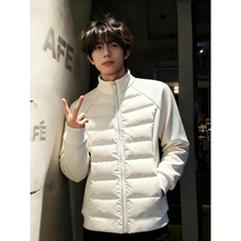 白色轻量化排骨羽绒棉服男冬季修身运动羽绒内胆保暖立领短款外套