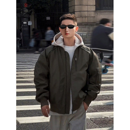 美式cleanfit廓形飞行夹克羽绒服