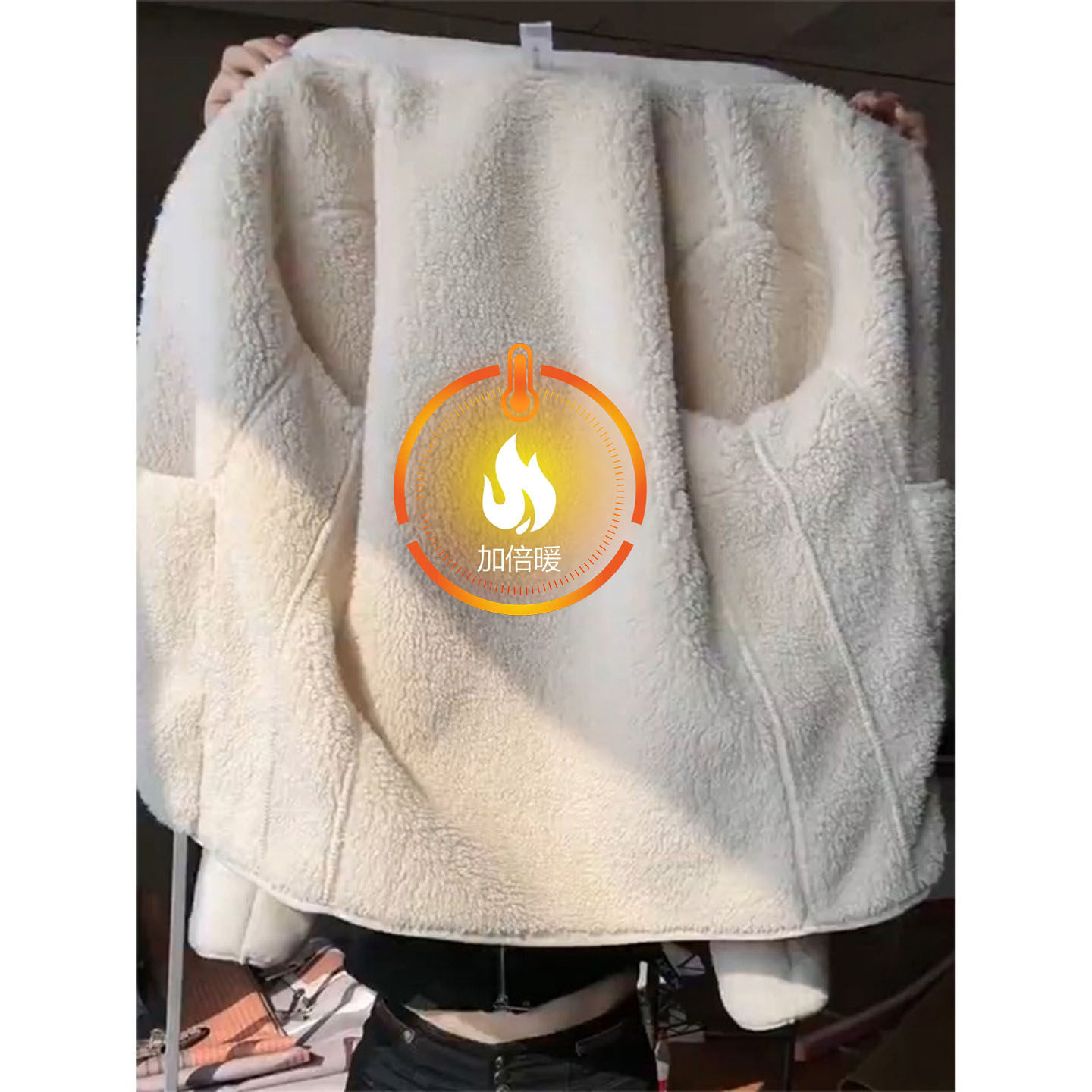 米色摇粒绒夹克男款冬季防寒卫衣