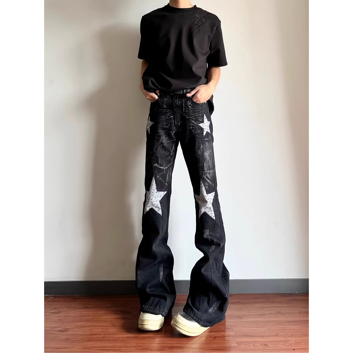 美式vibe风格裤子男款亚比五角星