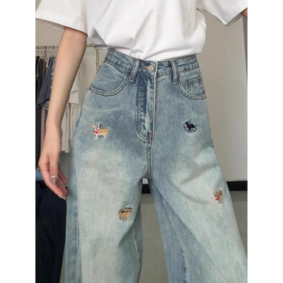 美式高街vbie裤子男款卡通小狗