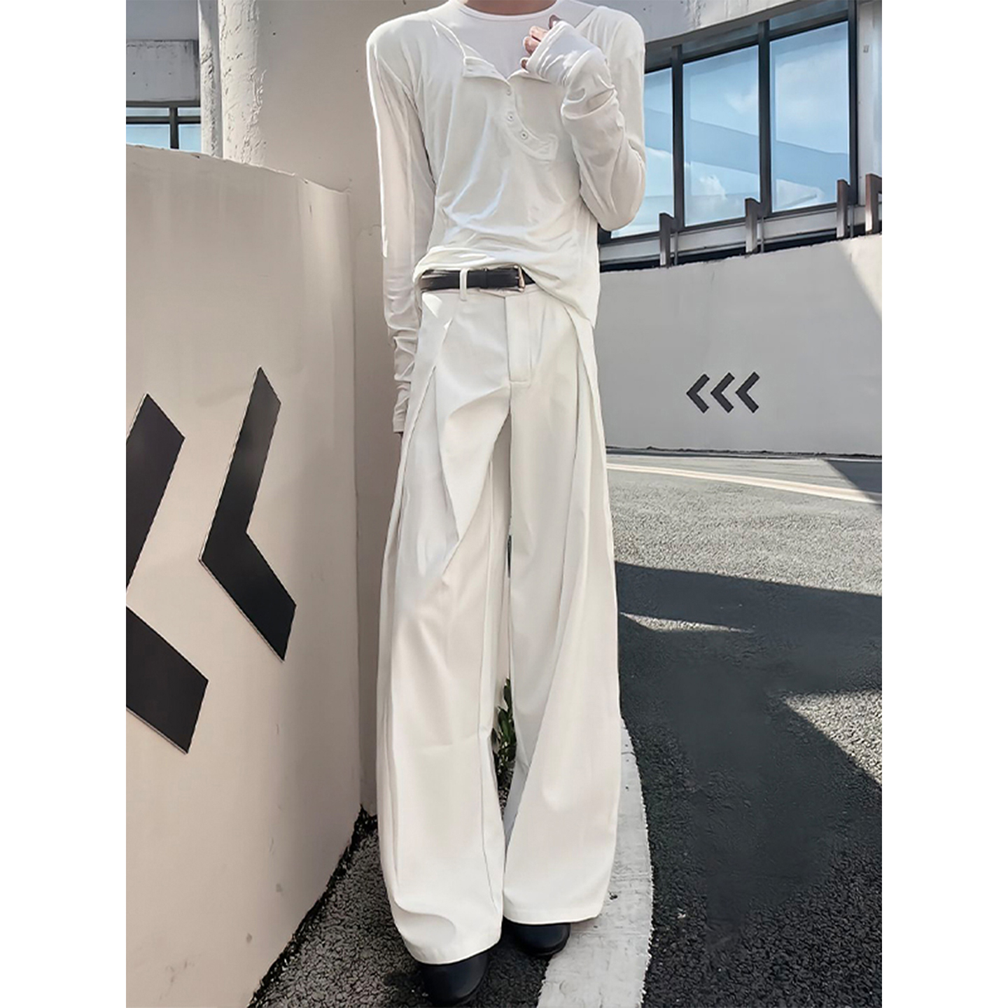 A字廓形弯刀西裤男款秋季美式