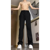 cleanfit微喇叭西装 裤 男高腰深档弯刀裤 美式 子高级感垂感黑色西裤