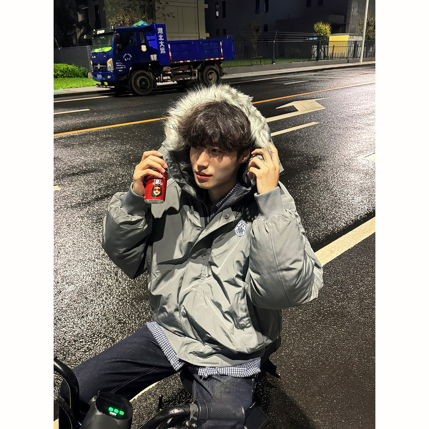 深灰色加厚保暖派克羽绒棉服男冬季连帽工装棉袄情侣休闲棉衣外套