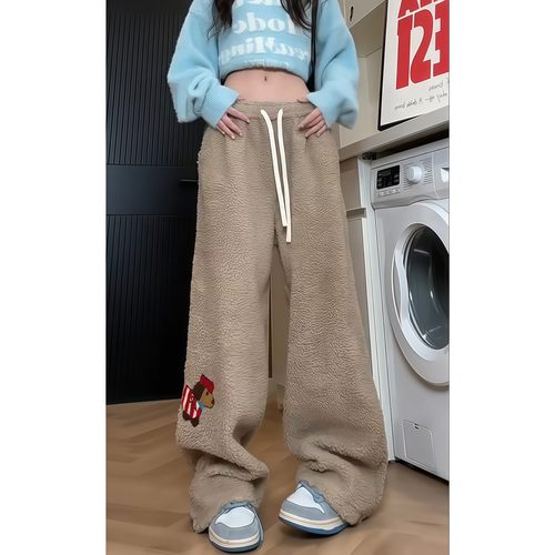 冬季腊肠小狗刺绣裤子男女外穿