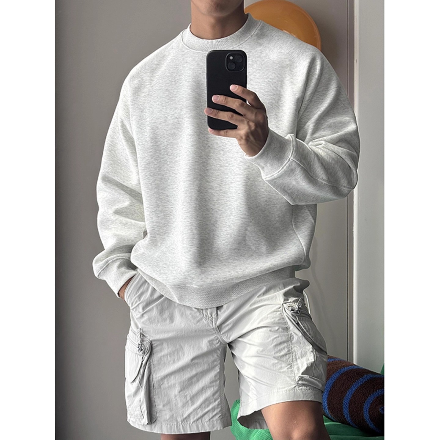 白花灰加绒卫衣男款秋冬成熟稳重