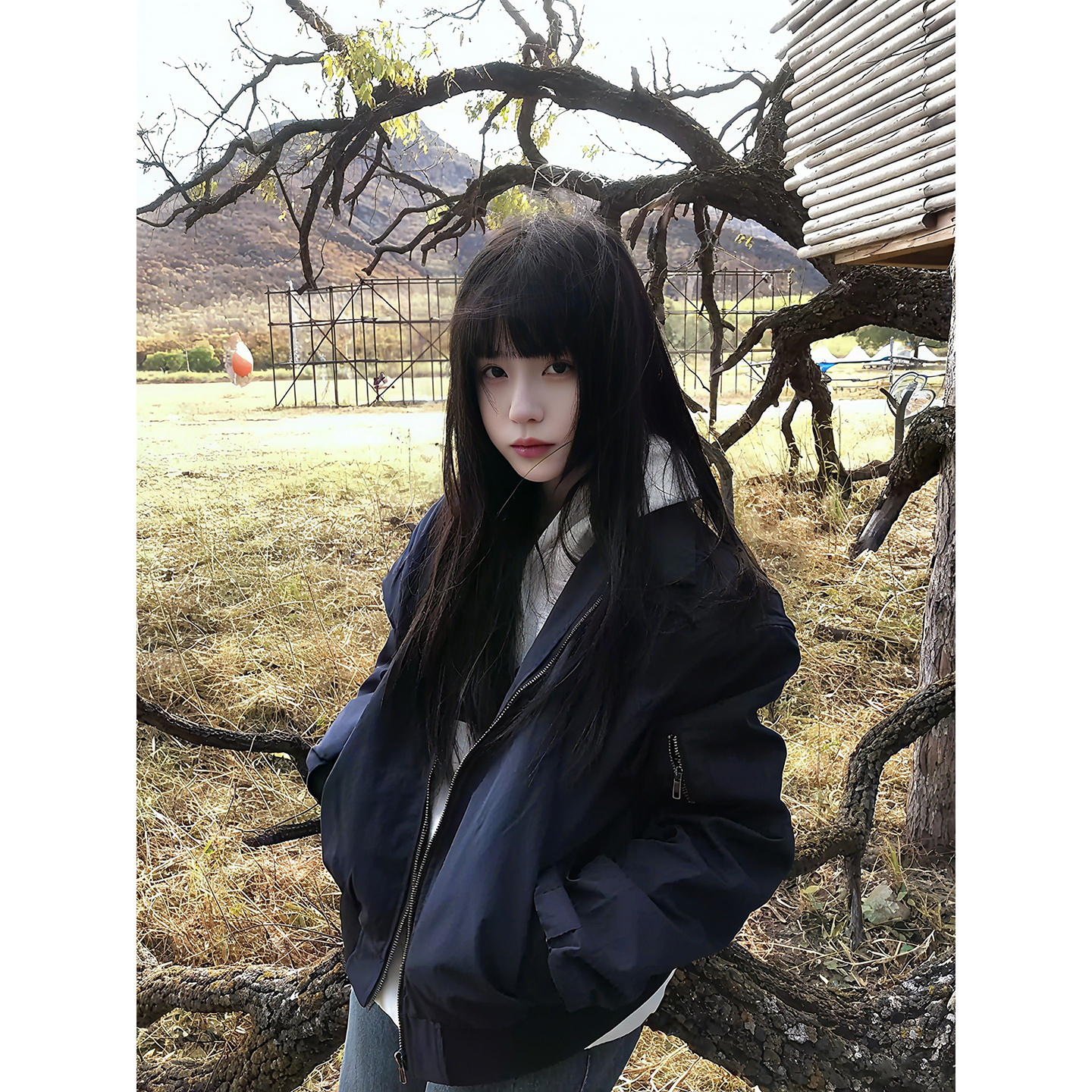 藏青色短款飞行员夹克男秋冬ootd