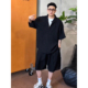 衬衫 短裤 2025款 黑色超薄廓形假两件短袖 男士 夏季 套装 老钱风高级感