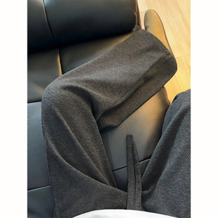 老钱风人字纹裤子男秋冬加绒加厚重磅休闲裤慵懒松弛感高克重卫裤