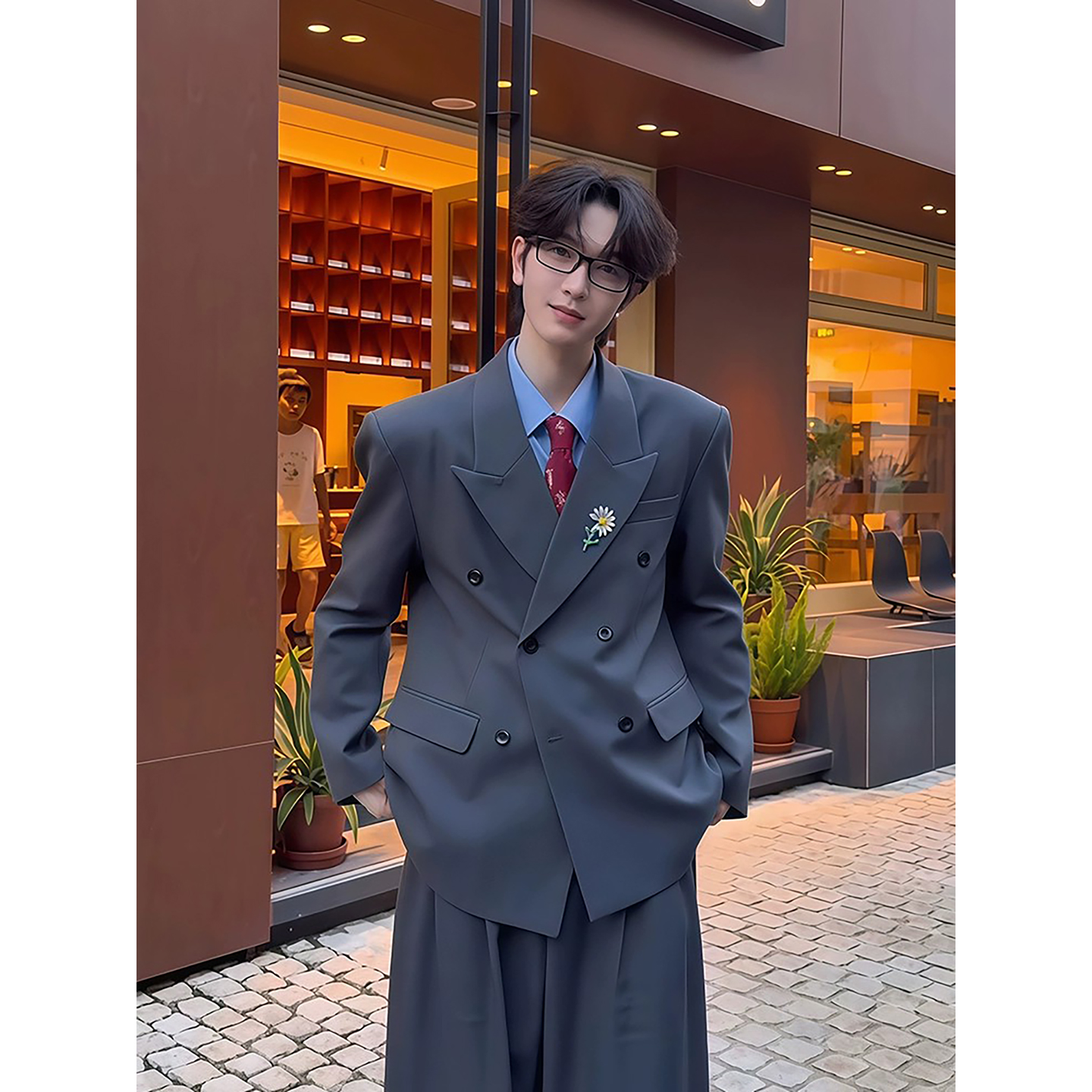 权志龙GD同款双排扣西装套装英伦