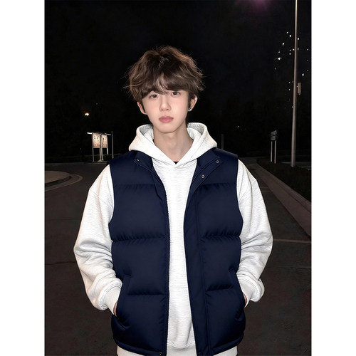 藏青色轻薄羽绒棉服马甲冬季叠穿