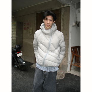 灰色放射线短款排骨棉服男女冬季防风保暖棉衣设计感小众羽绒棉袄