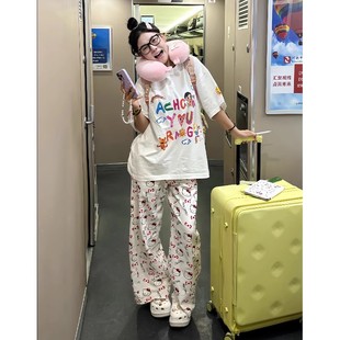 哈喽Kitty猫满印裤子男女慵懒风街舞宽松阔腿裤直筒高级感休闲裤