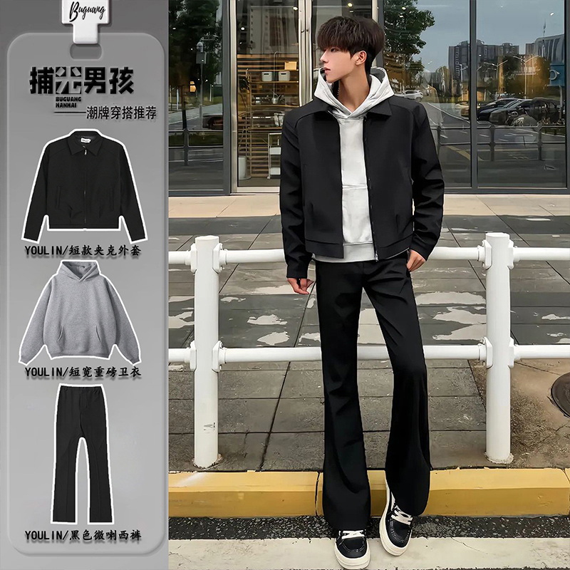 美式正肩行政夹克外套男早秋酷帅