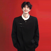 西装 新中式 高级感正装 订婚穿搭飞机扣垫肩中山装 男士 婚礼西服套装