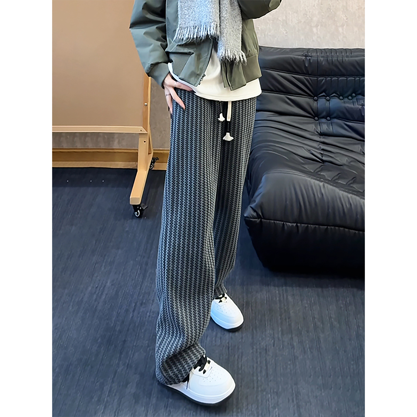 重磅针织小香风裤子男款秋冬美式