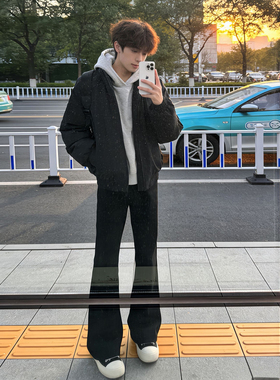 黑色517弯刀牛仔裤男生高个子加长裤子潮牌高级感直筒显瘦微喇裤