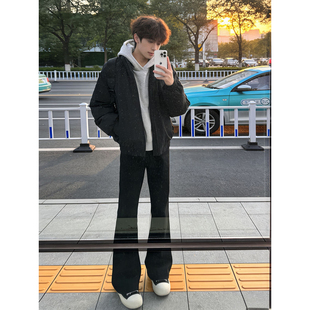 黑色517弯刀牛仔裤男生高个子加长裤子潮牌高级感直筒显瘦微喇裤