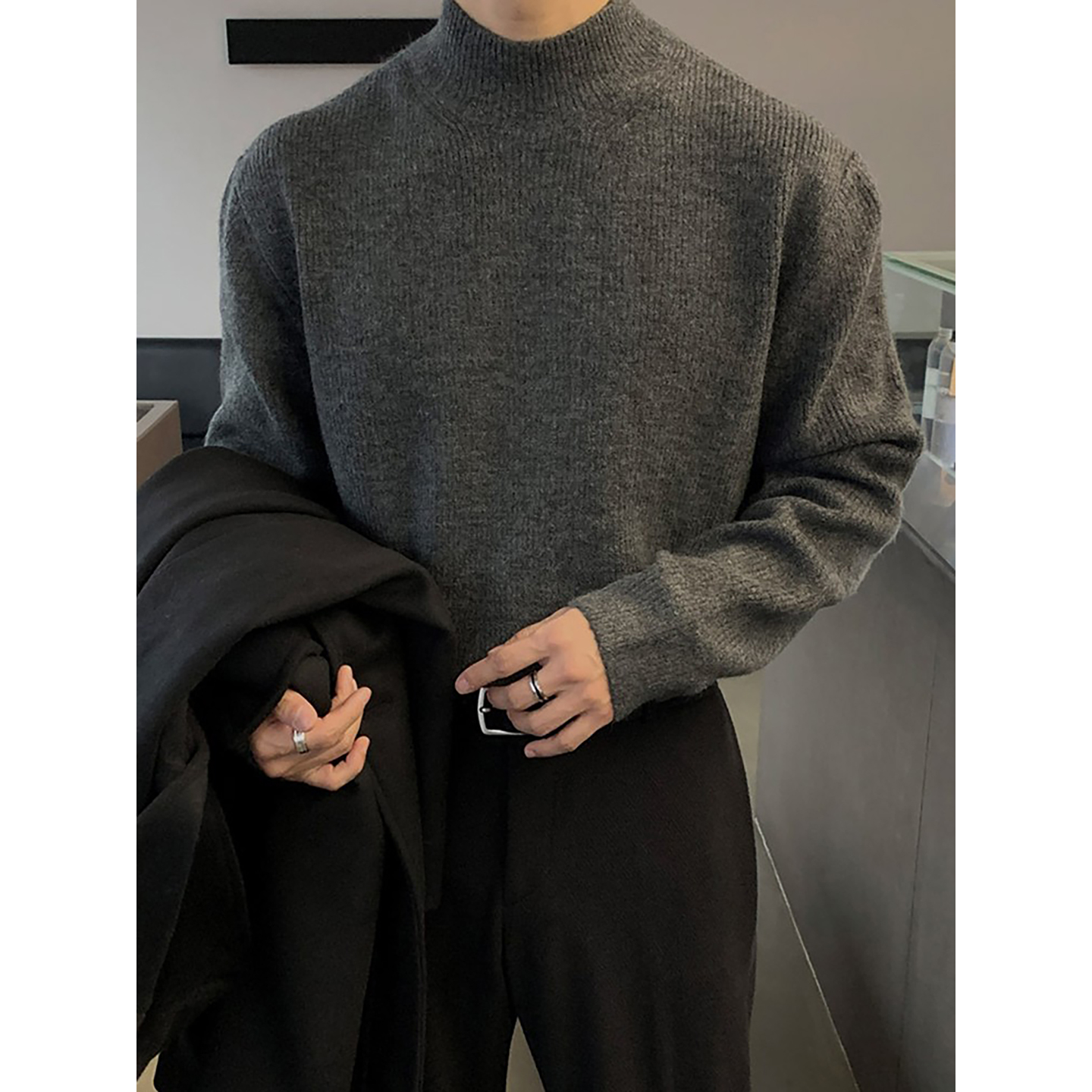 老钱风高级感男装半高领毛衣秋冬