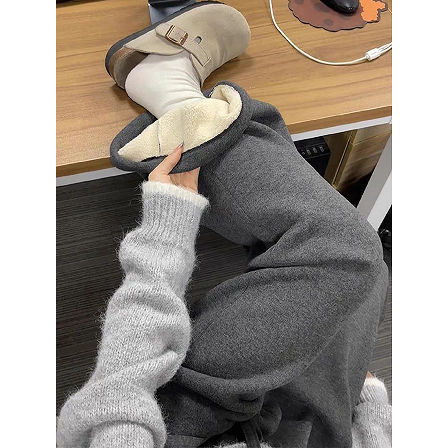 深灰色羊羔绒糯米卫裤男女款冬季加绒小个子阔腿棉裤休闲弯刀裤子,男装,卫裤,淘宝优惠券,粉丝福利购,淘宝优惠卷