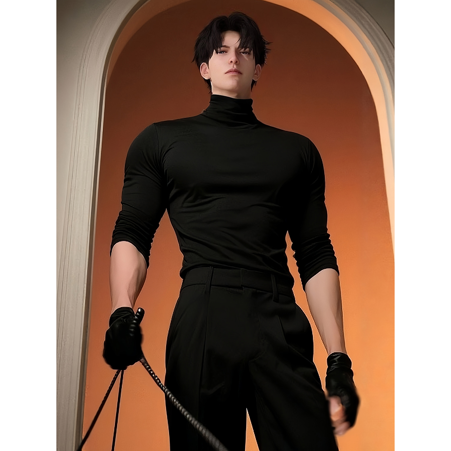 半高领双面德绒打底衫成熟稳重男